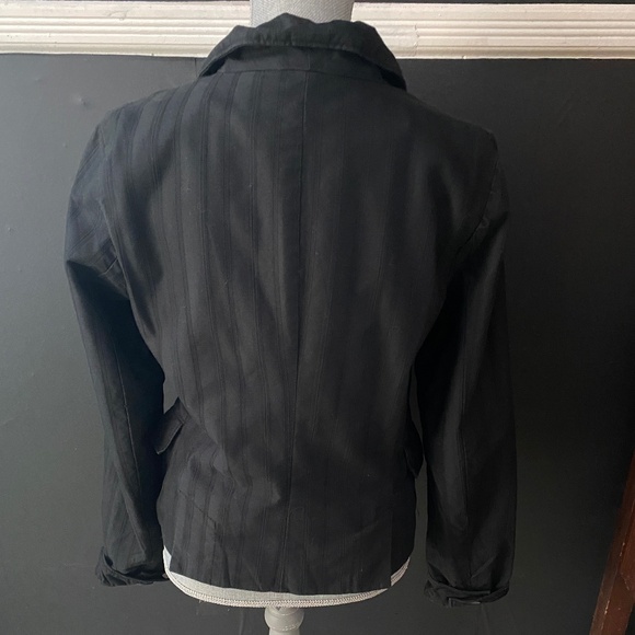 SASHIMI Black on Black Pinstripe Double Breasted Lined Blazer w/Pockets Size Lg - Picture 2 of 16